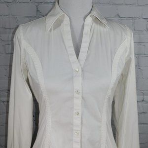 Express Essential Stretch White Long Sleeved Shirt, Size Small